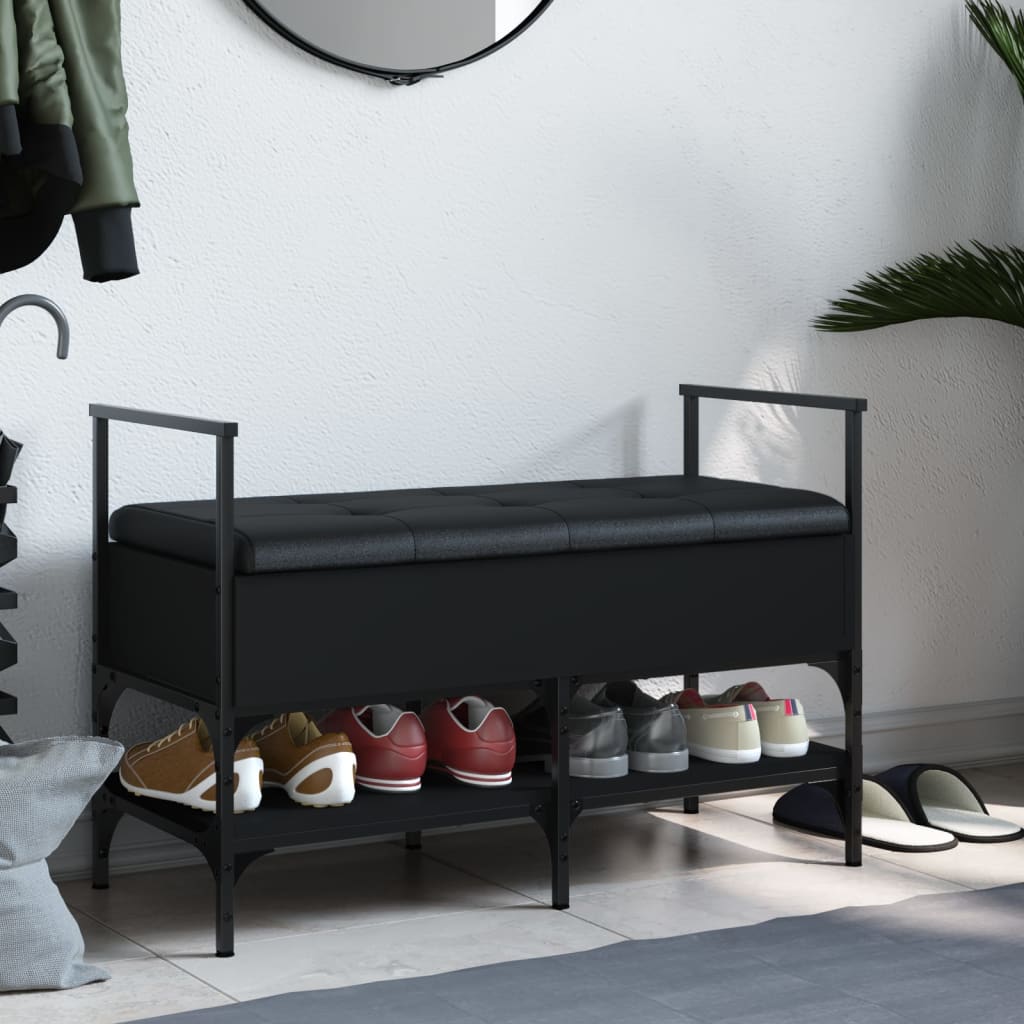 Shoe Bench Black 85.5x42x57.5 cm Wood Material