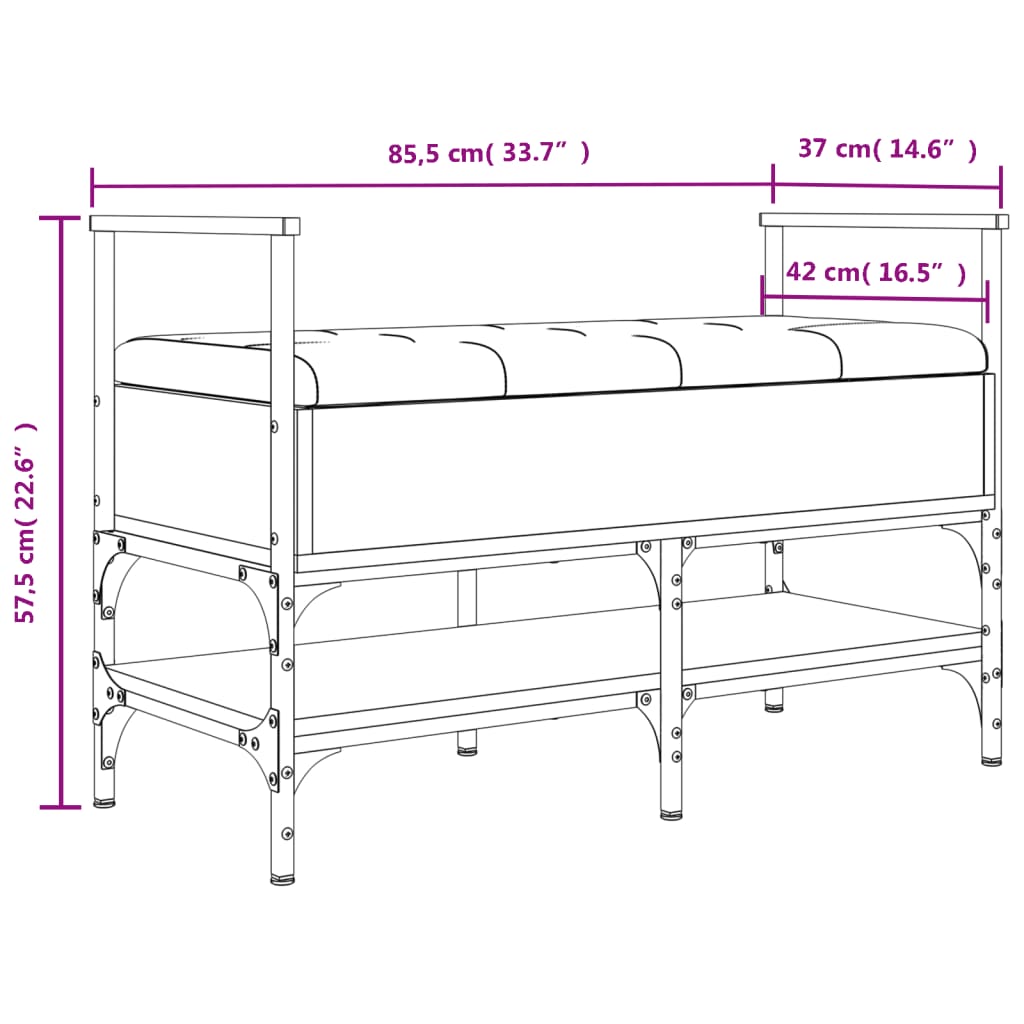 Shoe Bench Black 85.5x42x57.5 cm Wood Material