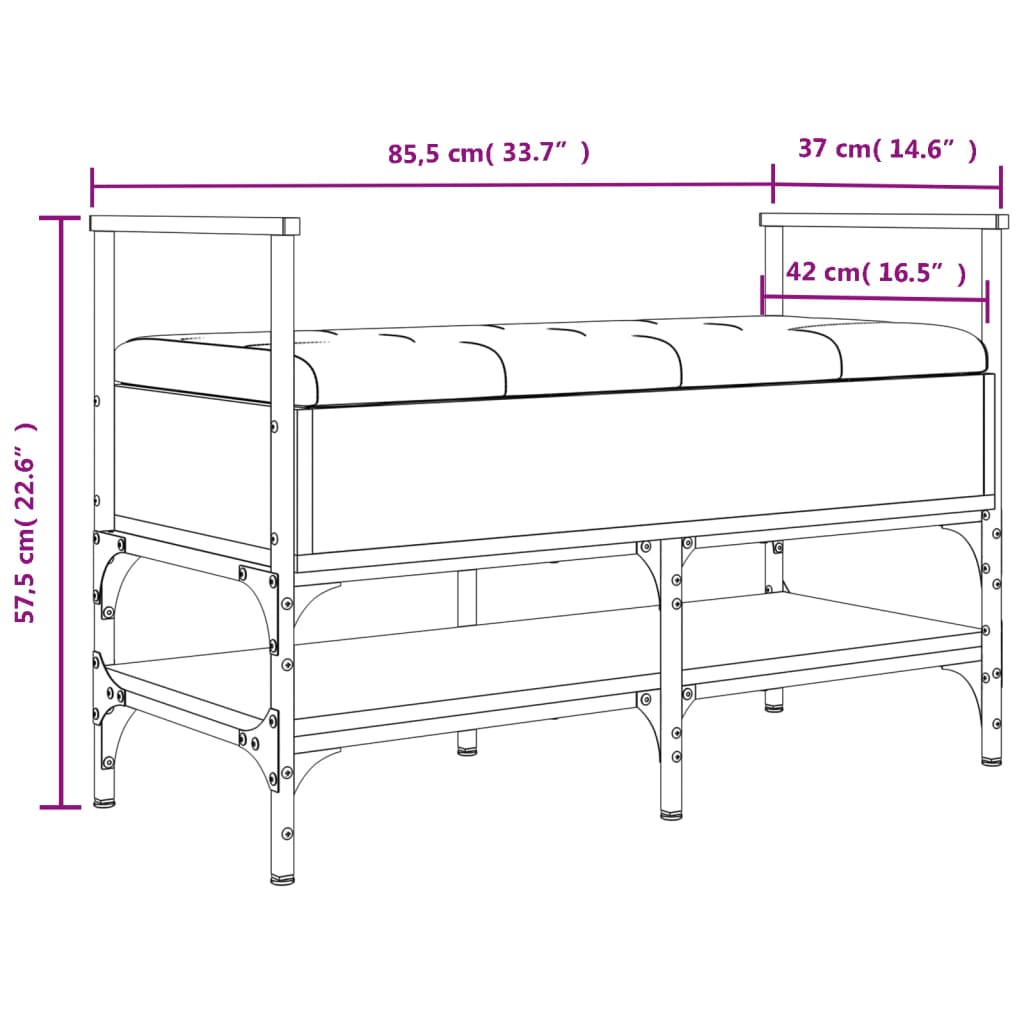Shoe Bench Grey Sonoma 85.5x42x57.5 cm Wood Material