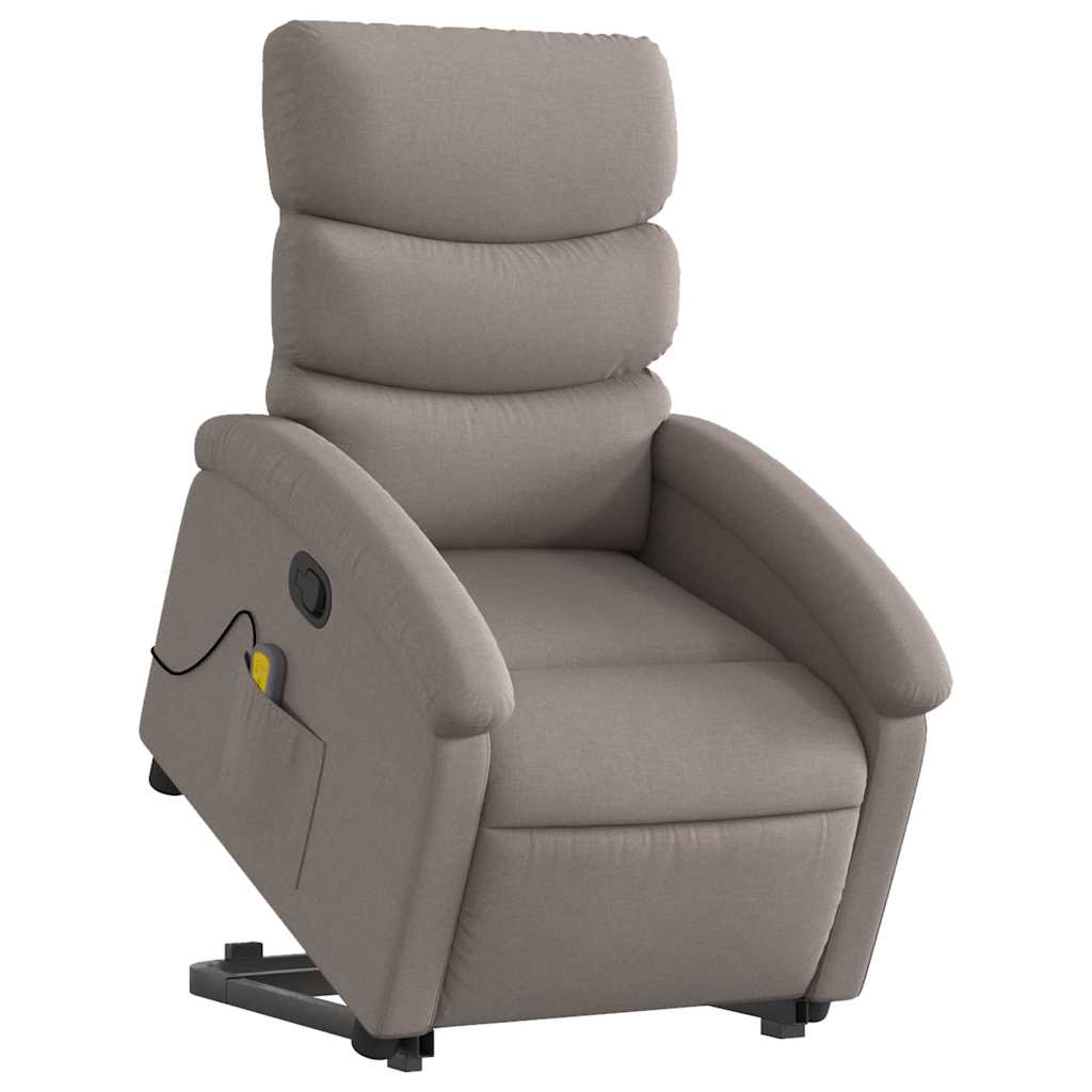 Massagesessel mit Aufstehhilfe Taupe Stoff