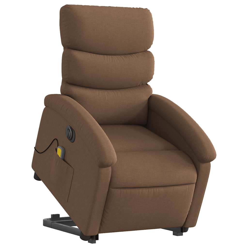 Elektrischer Massagesessel mit Aufstehhilfe Braun Stoff
