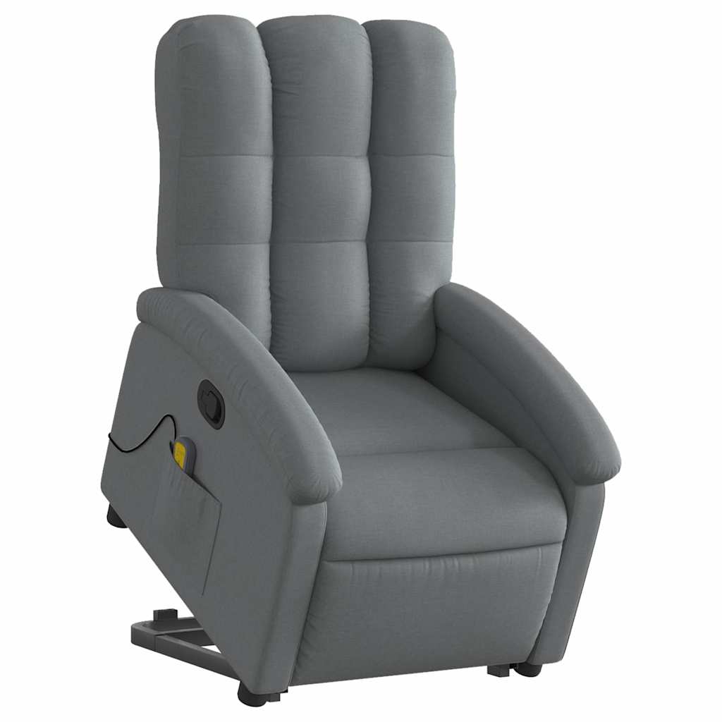 Massagesessel mit Aufstehhilfe Dunkelgrau Stoff
