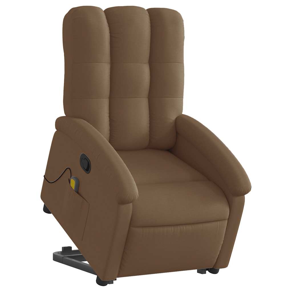 Massagesessel mit Aufstehhilfe Braun Stoff