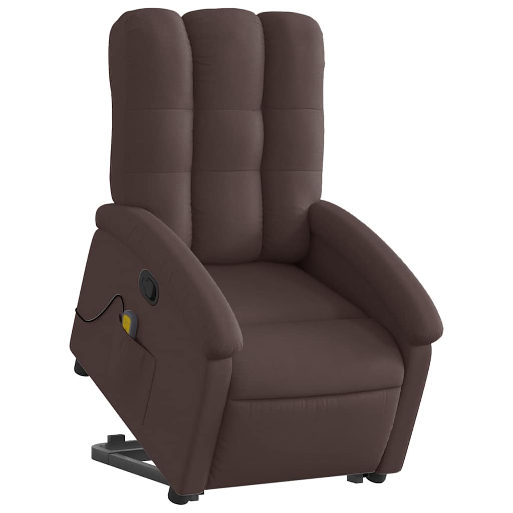 Massagesessel mit Aufstehhilfe Dunkelbraun Stoff