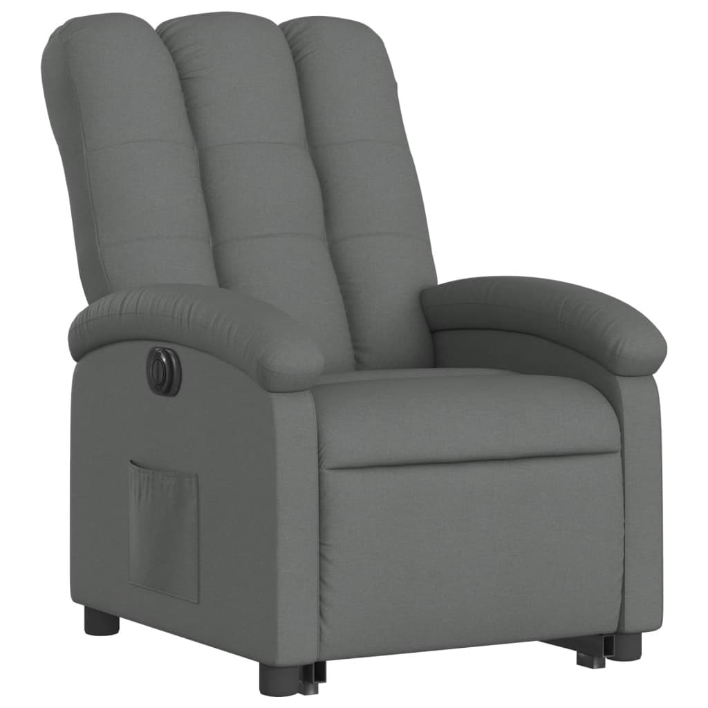 Relaxing chair with electric riser in dark grey fabric