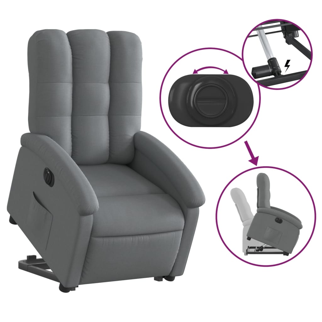 Relaxing chair with electric riser in dark grey fabric