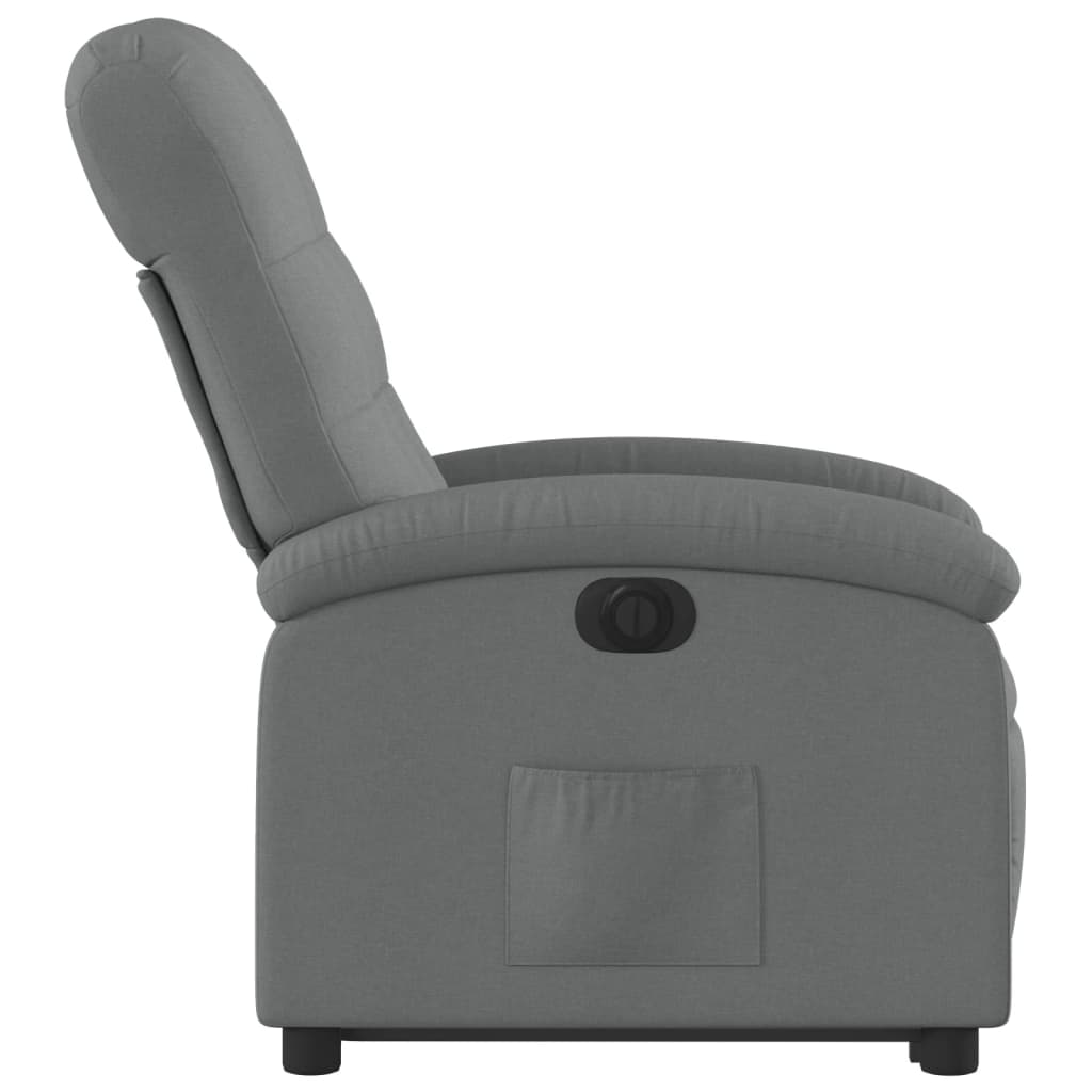 Relaxing chair with electric riser in dark grey fabric
