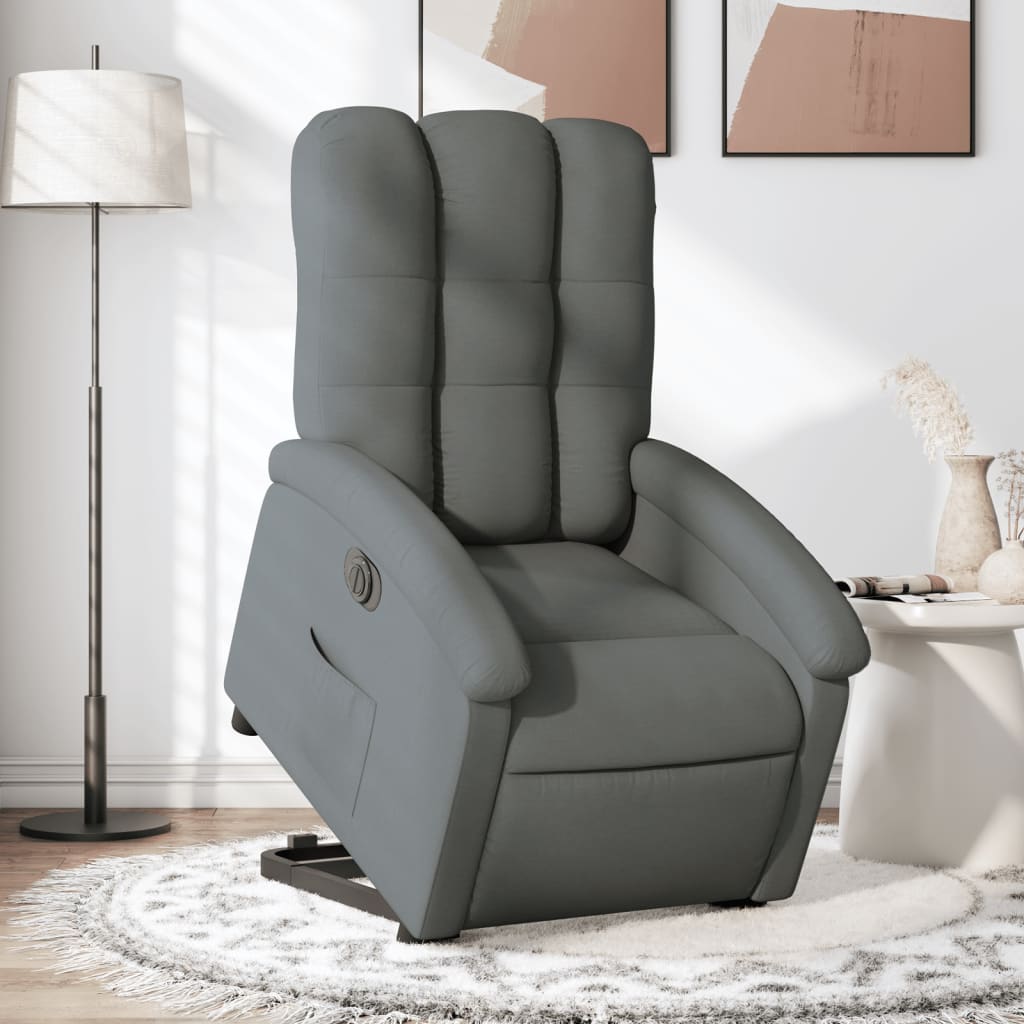 Relaxing chair with electric riser in dark grey fabric