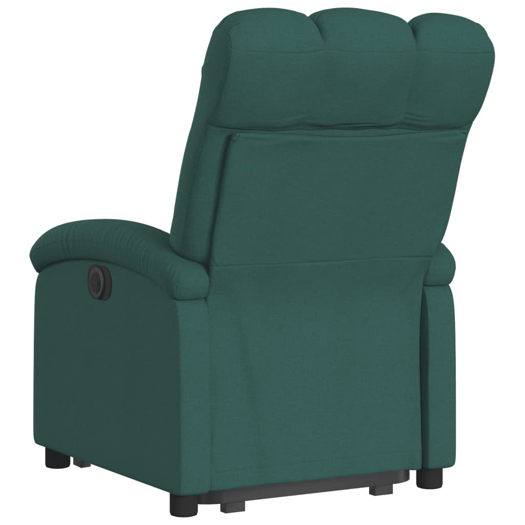 Relaxing chair with electric riser in dark green fabric