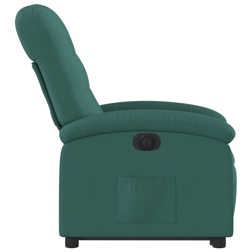 Relaxing chair with electric riser in dark green fabric