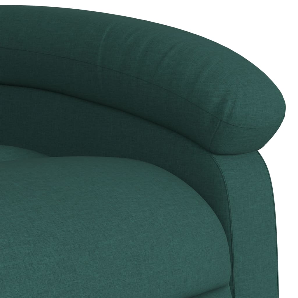 Relaxing chair with electric riser in dark green fabric