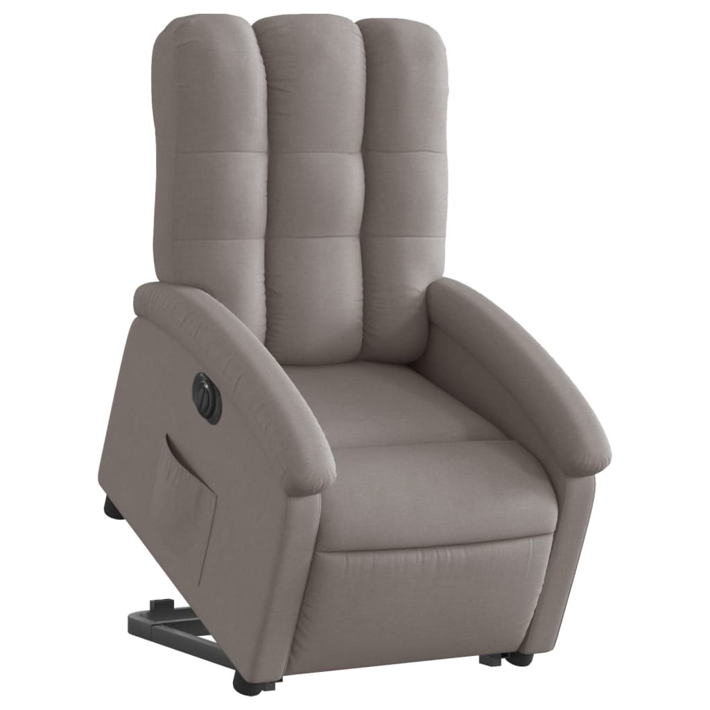 Relaxing chair with electric riser in taupe fabric