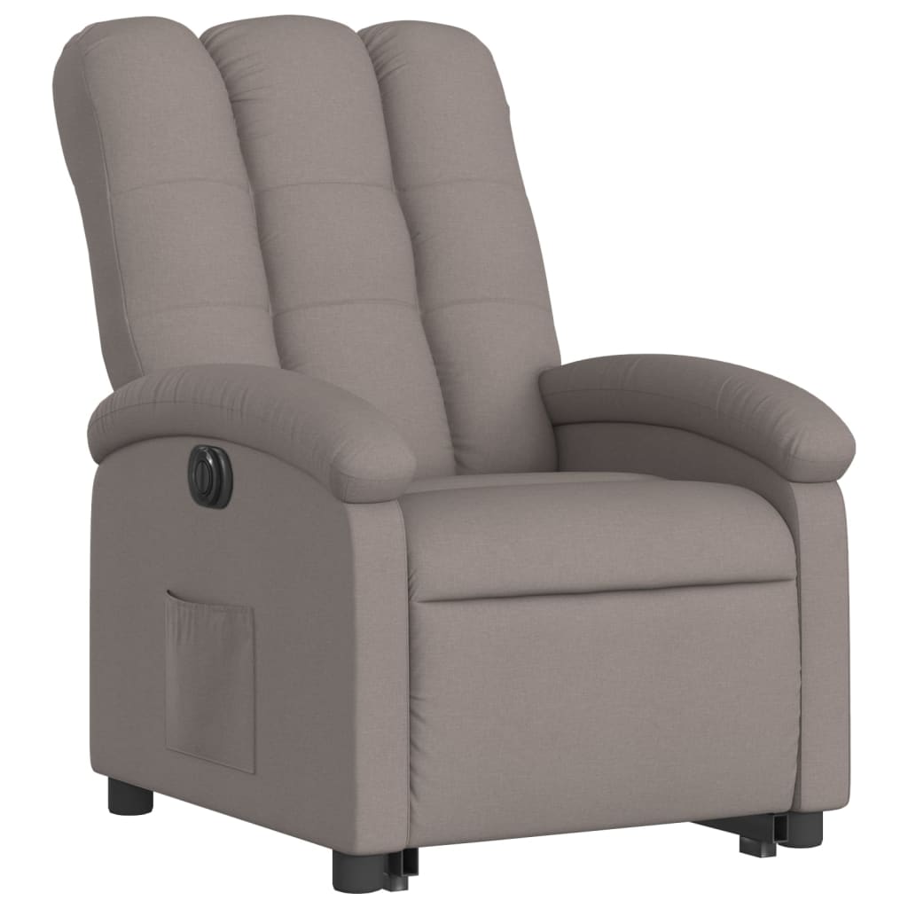 Relaxing chair with electric riser in taupe fabric