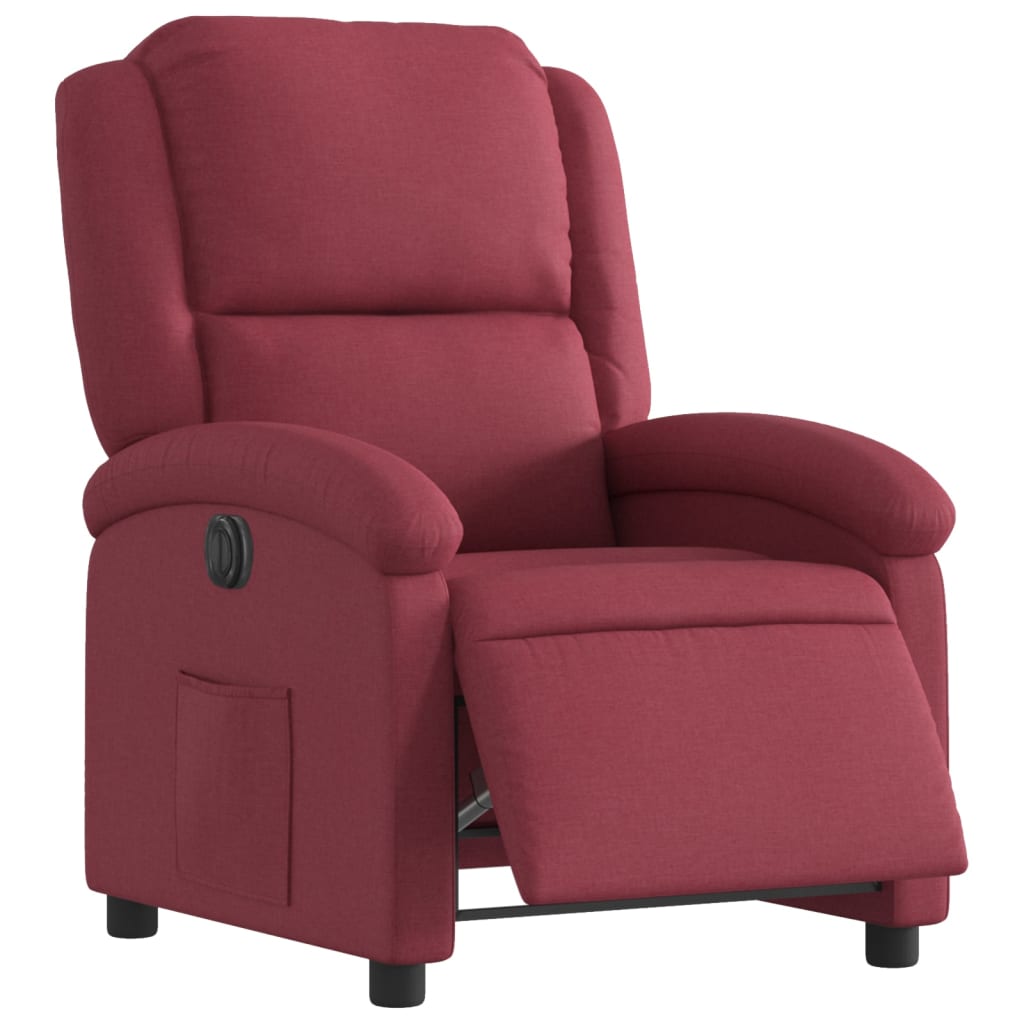 Electric recliner chair wine red fabric