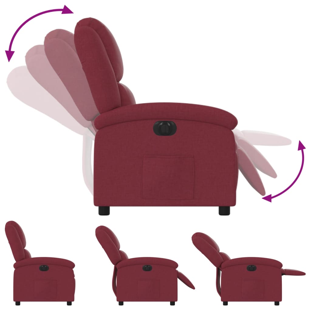 Electric recliner chair wine red fabric