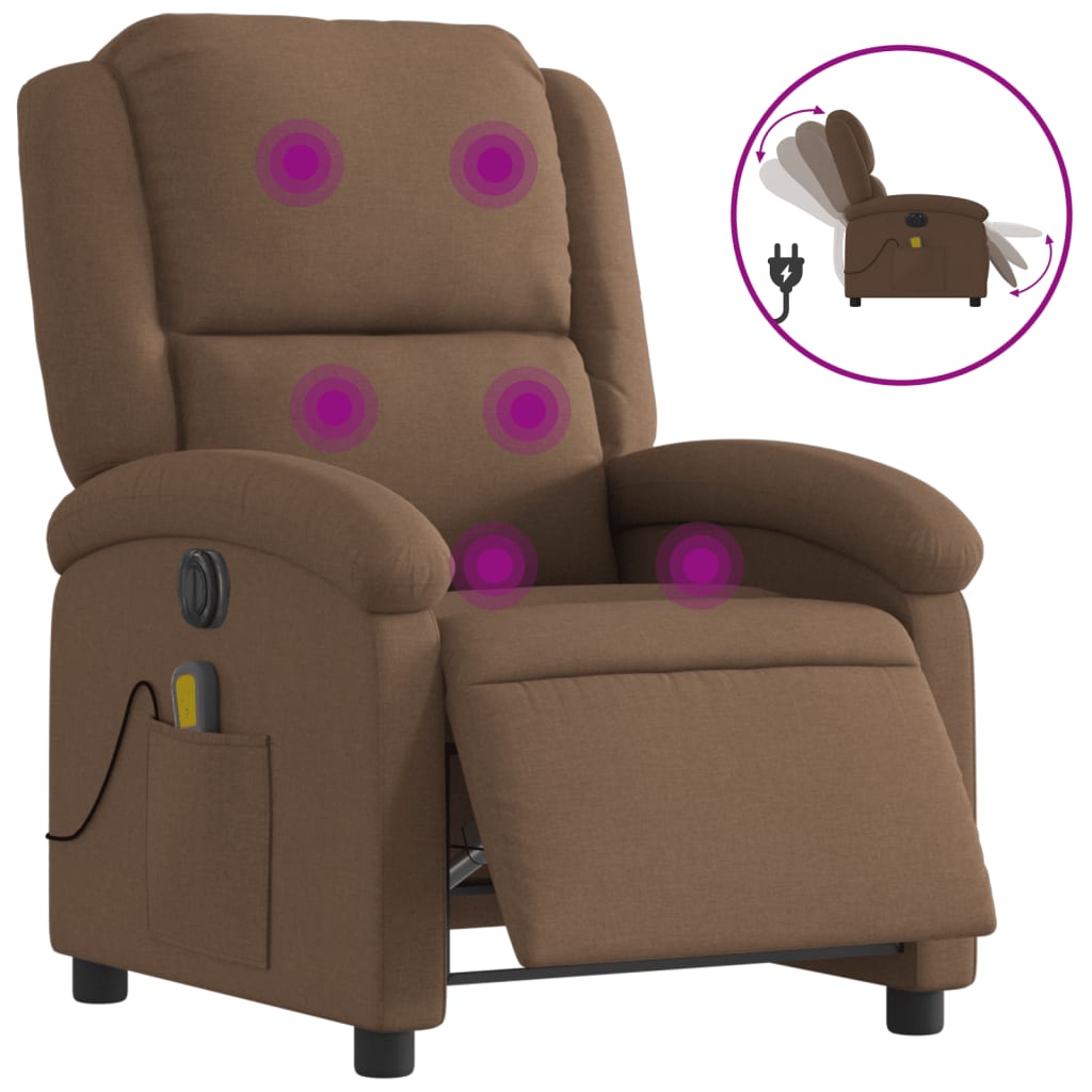 Electric Massage Chair Brown Fabric