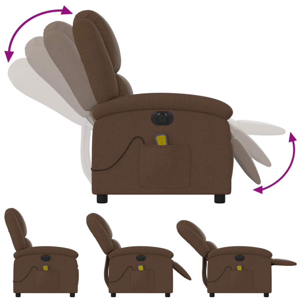 Electric Massage Chair Brown Fabric