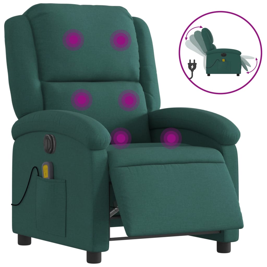 Electric Massage Chair Dark Green Fabric