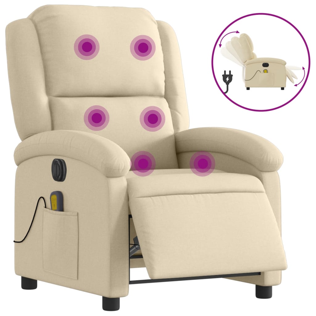 Electric Massage Chair Cream Fabric