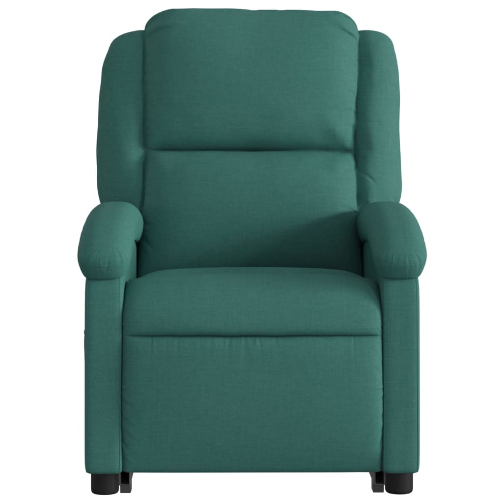 Relaxing chair with stand-up aid dark green fabric