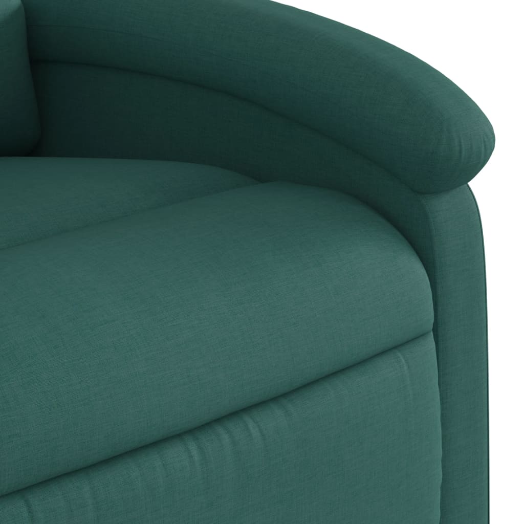 Relaxing chair with stand-up aid dark green fabric