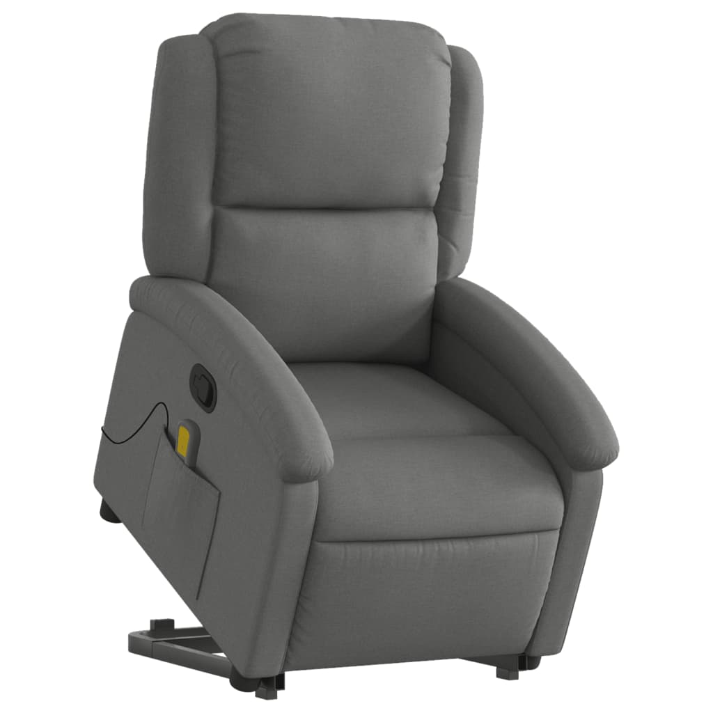 Massage chair with stand-up aid dark grey fabric