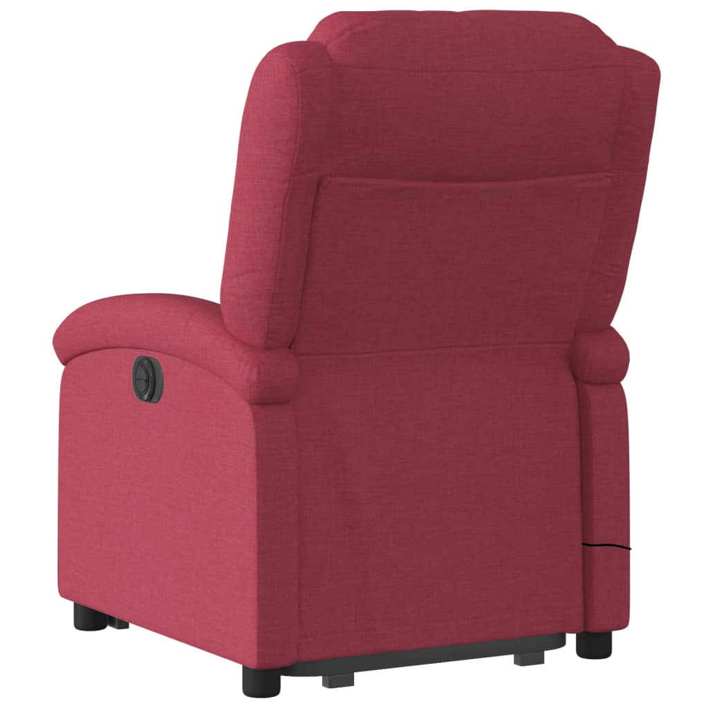 Massage chair with stand-up aid wine red fabric