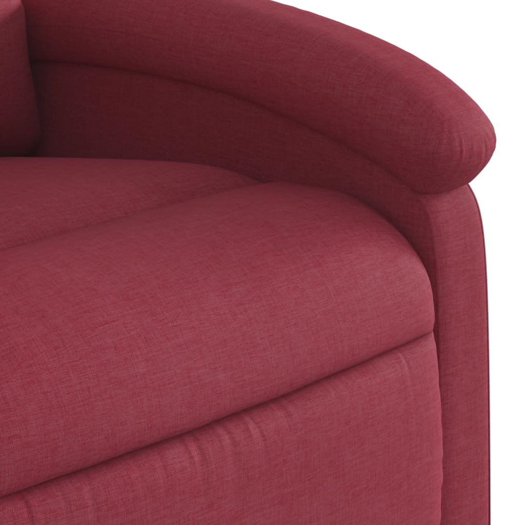 Massage chair with stand-up aid wine red fabric