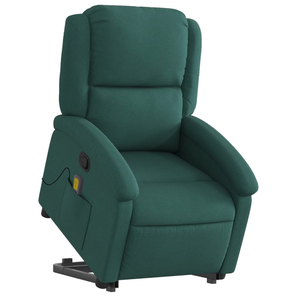 Massage chair with stand-up aid dark green fabric