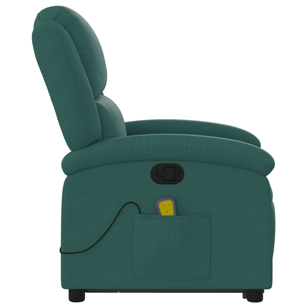 Massage chair with stand-up aid dark green fabric
