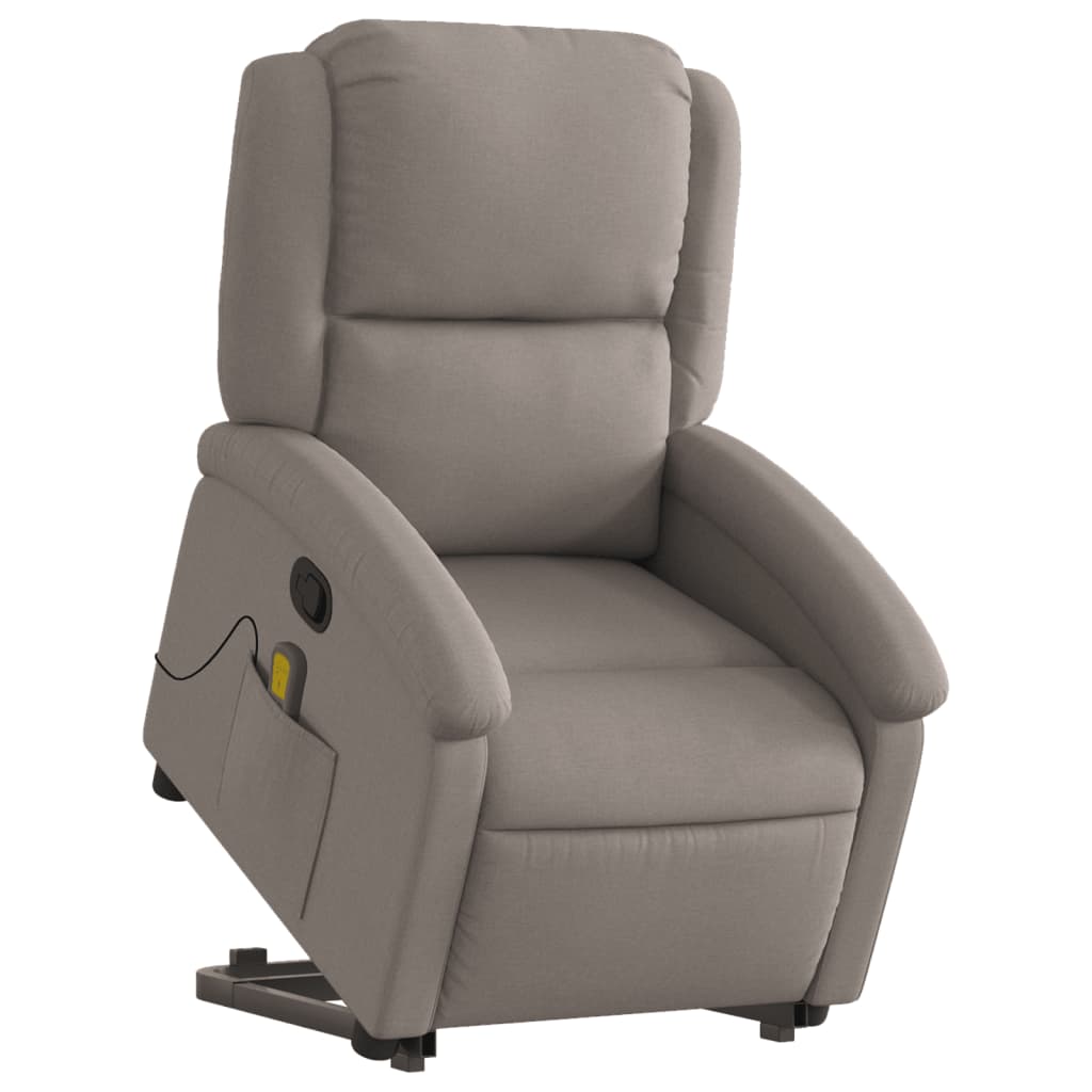 Massage chair with stand-up aid taupe fabric