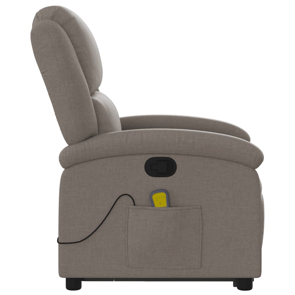 Massage chair with stand-up aid taupe fabric