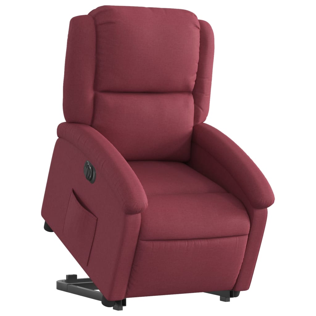 Relaxing chair with electric riser wine red fabric