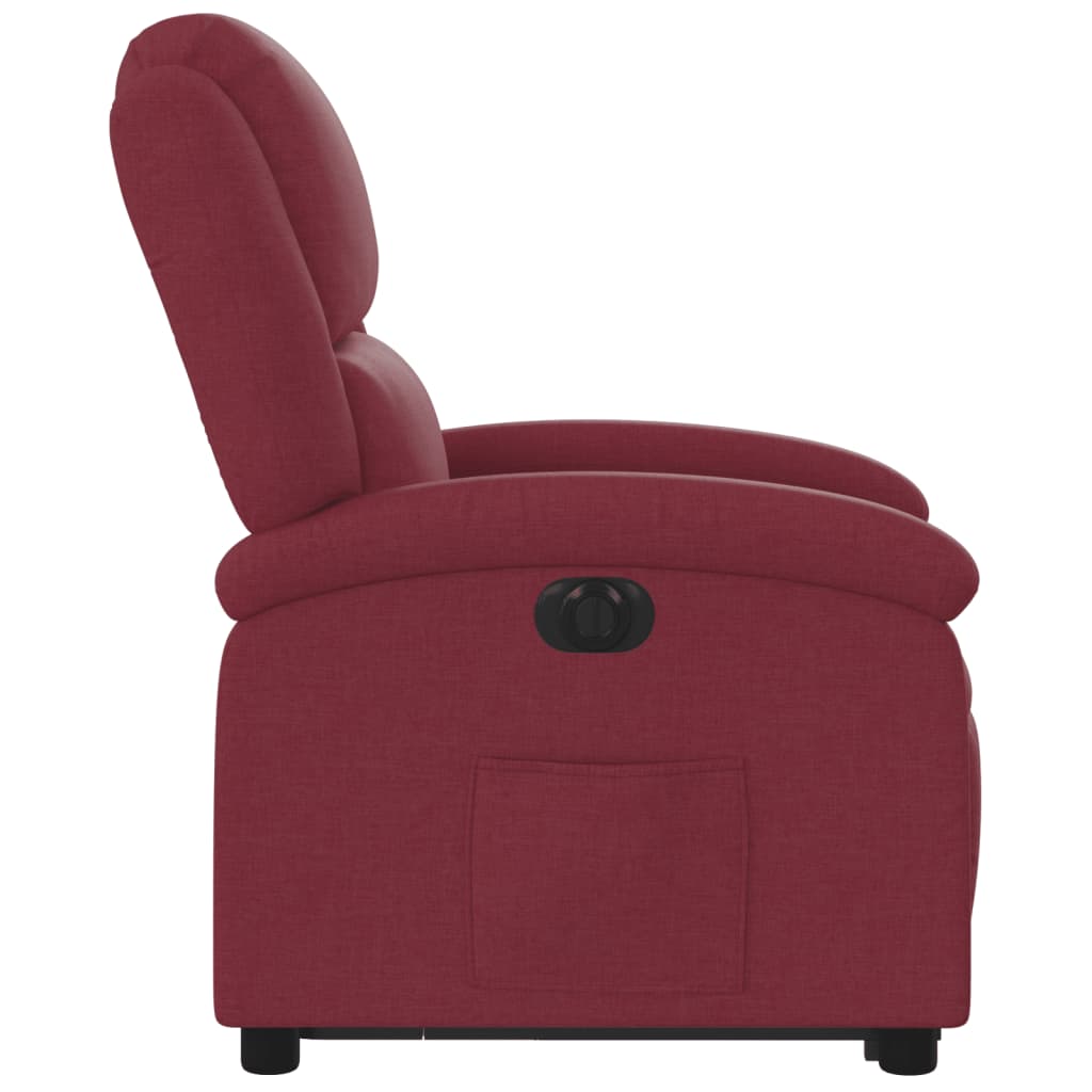 Relaxing chair with electric riser wine red fabric