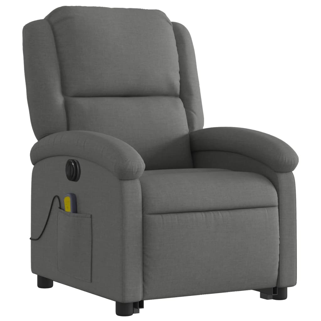 Electric massage chair with stand-up aid dark grey fabric