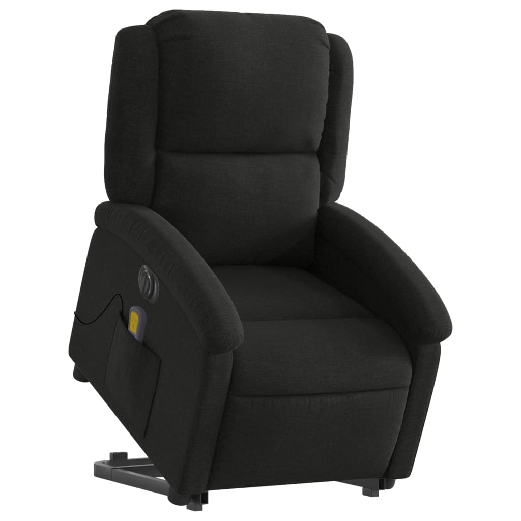 Electric massage chair with stand-up aid, black fabric