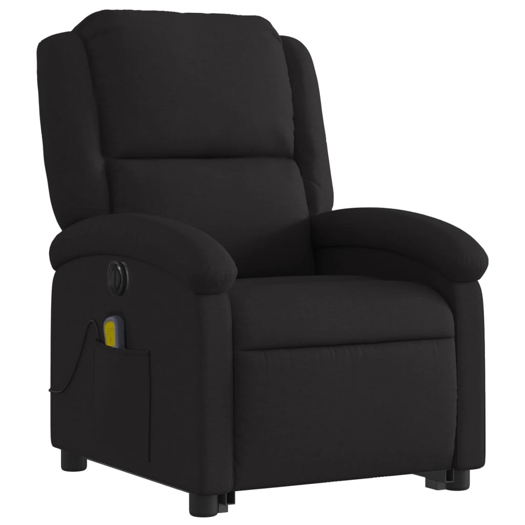Electric massage chair with stand-up aid, black fabric