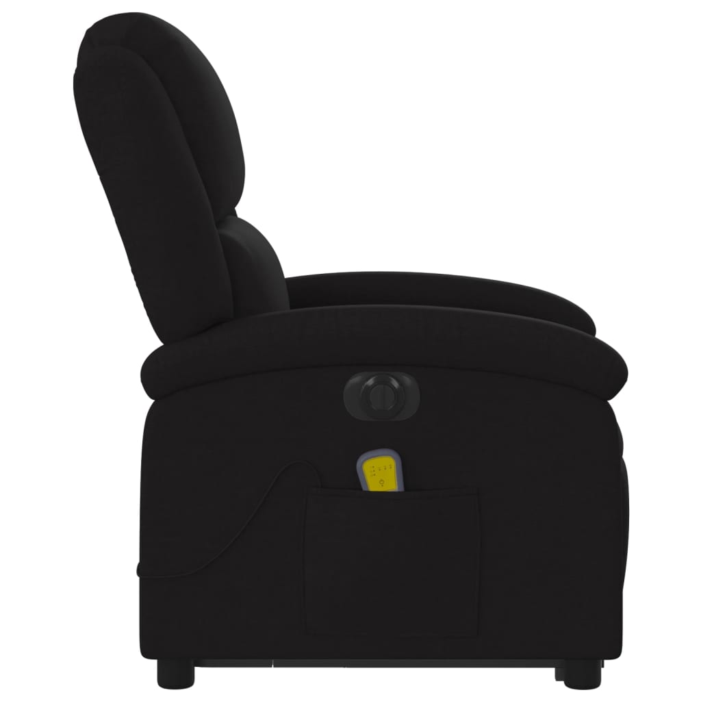 Electric massage chair with stand-up aid, black fabric
