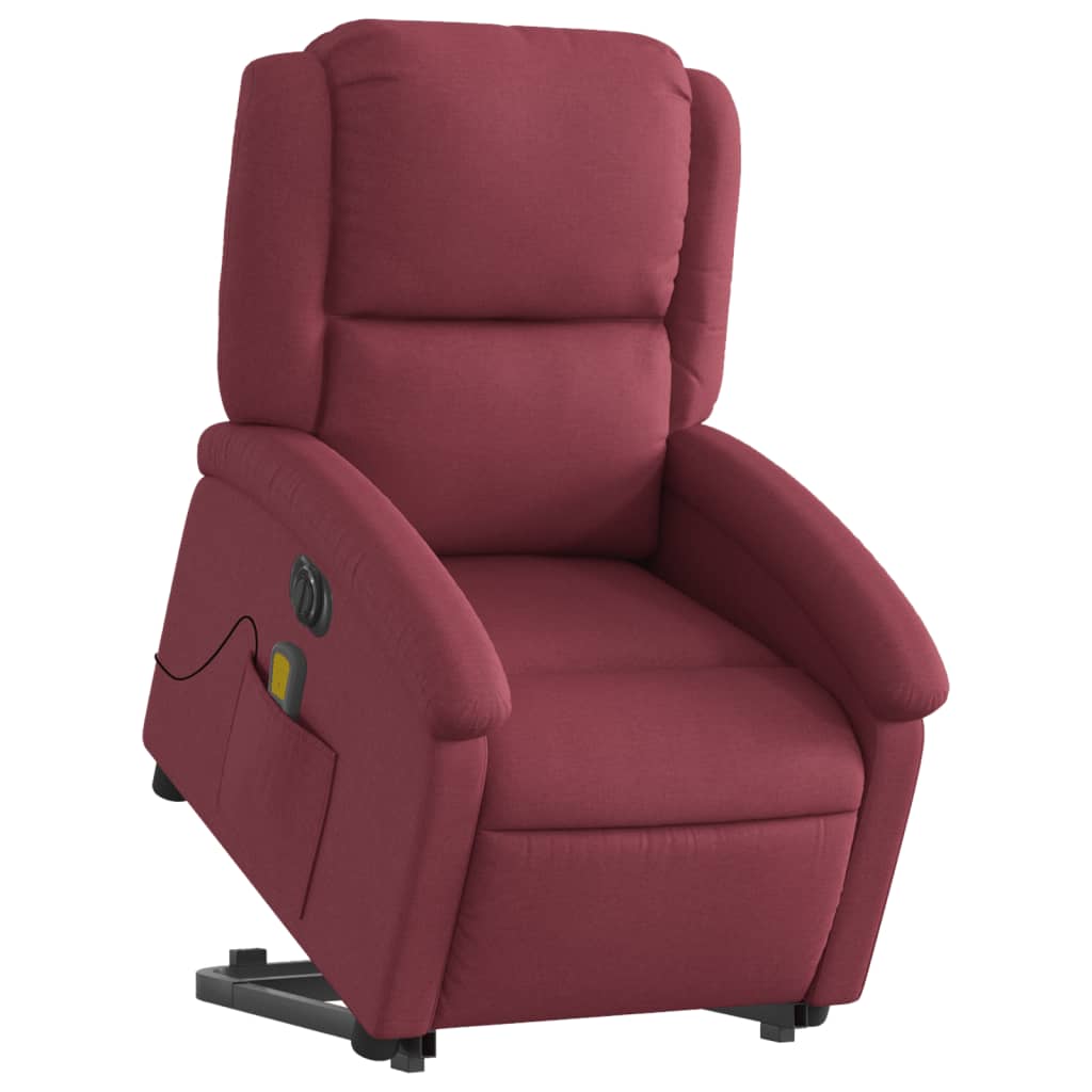 Electric massage chair with stand-up aid wine red fabric