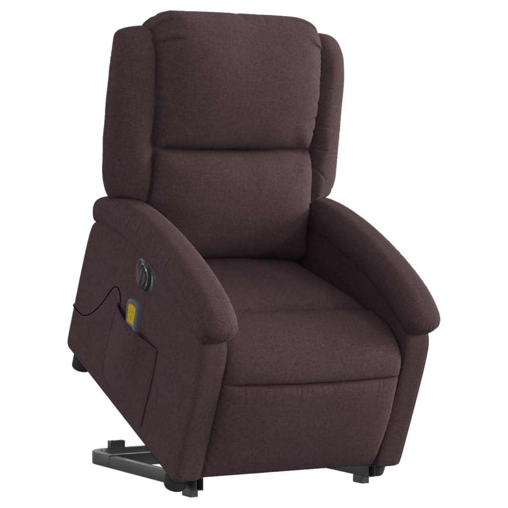 Electric massage chair with stand-up aid, dark brown fabric