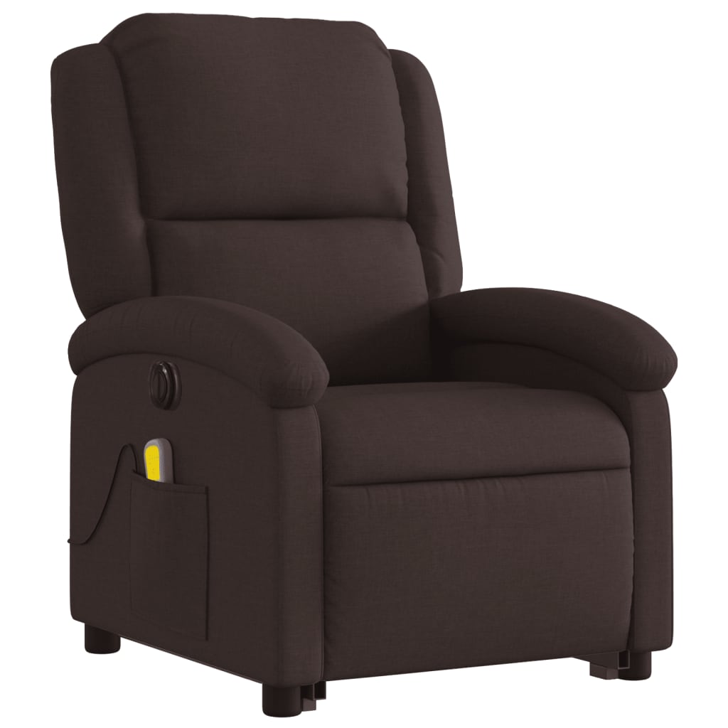 Electric massage chair with stand-up aid, dark brown fabric