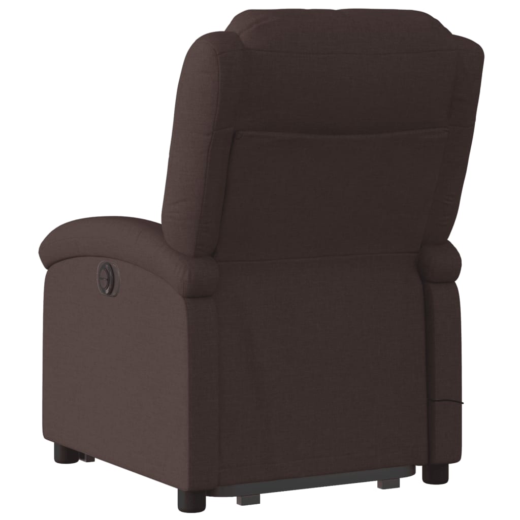Electric massage chair with stand-up aid, dark brown fabric