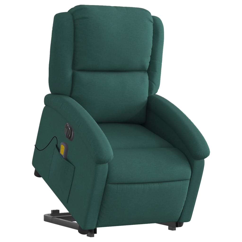 Electric massage chair with stand-up aid dark green fabric