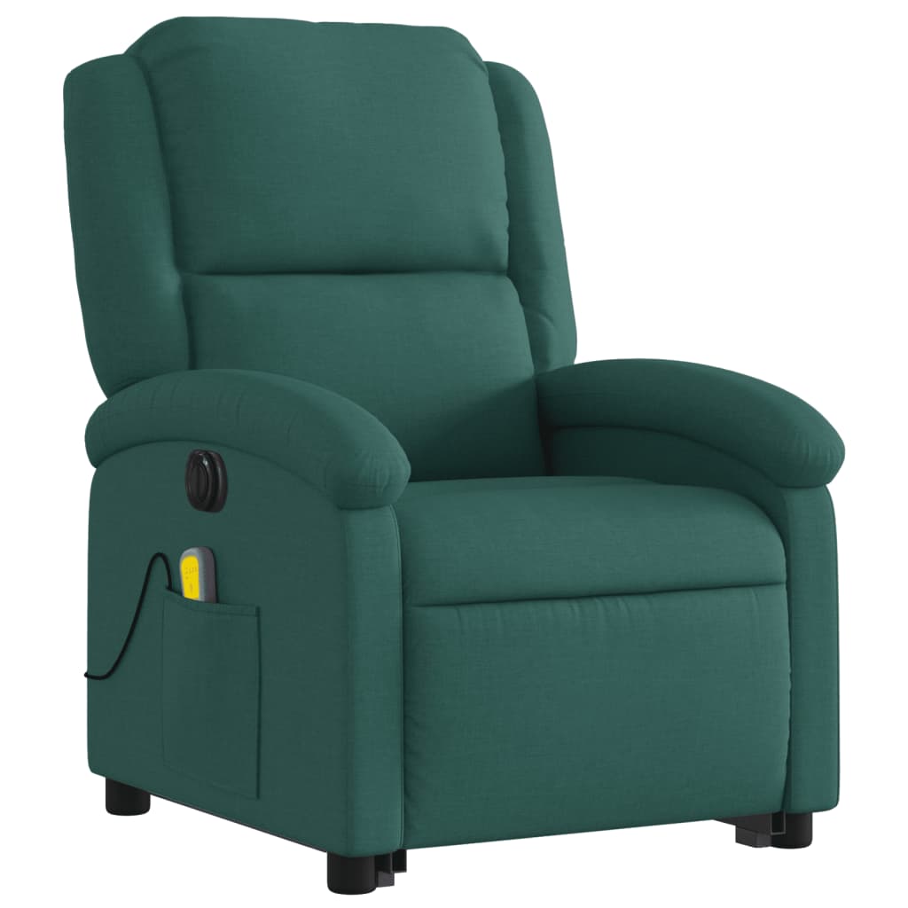 Electric massage chair with stand-up aid dark green fabric