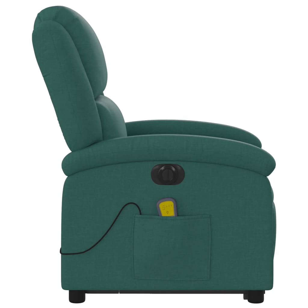 Electric massage chair with stand-up aid dark green fabric