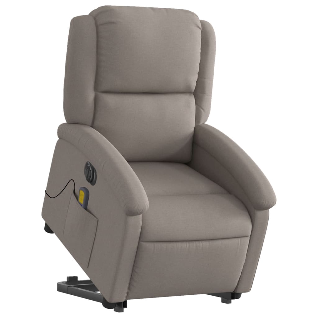 Electric massage chair with stand-up aid taupe fabric