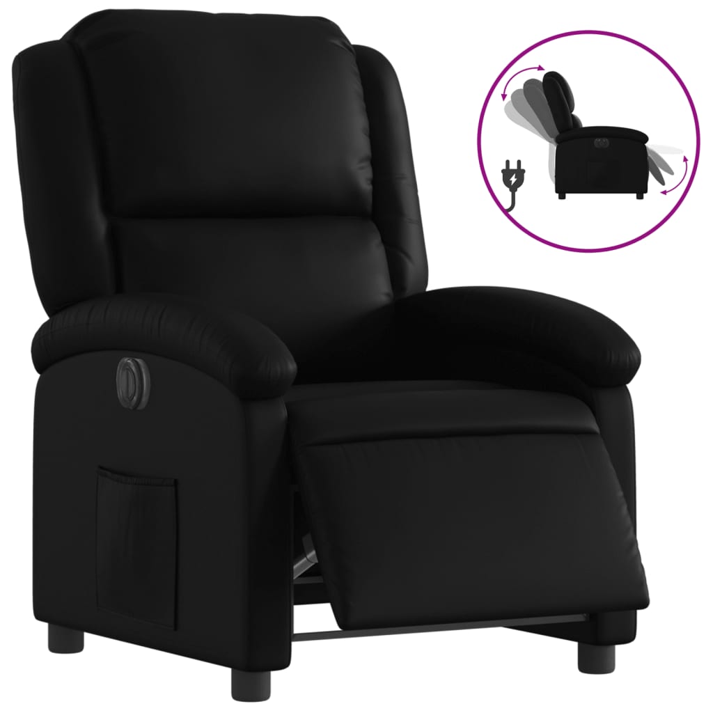 Electric recliner chair black imitation leather