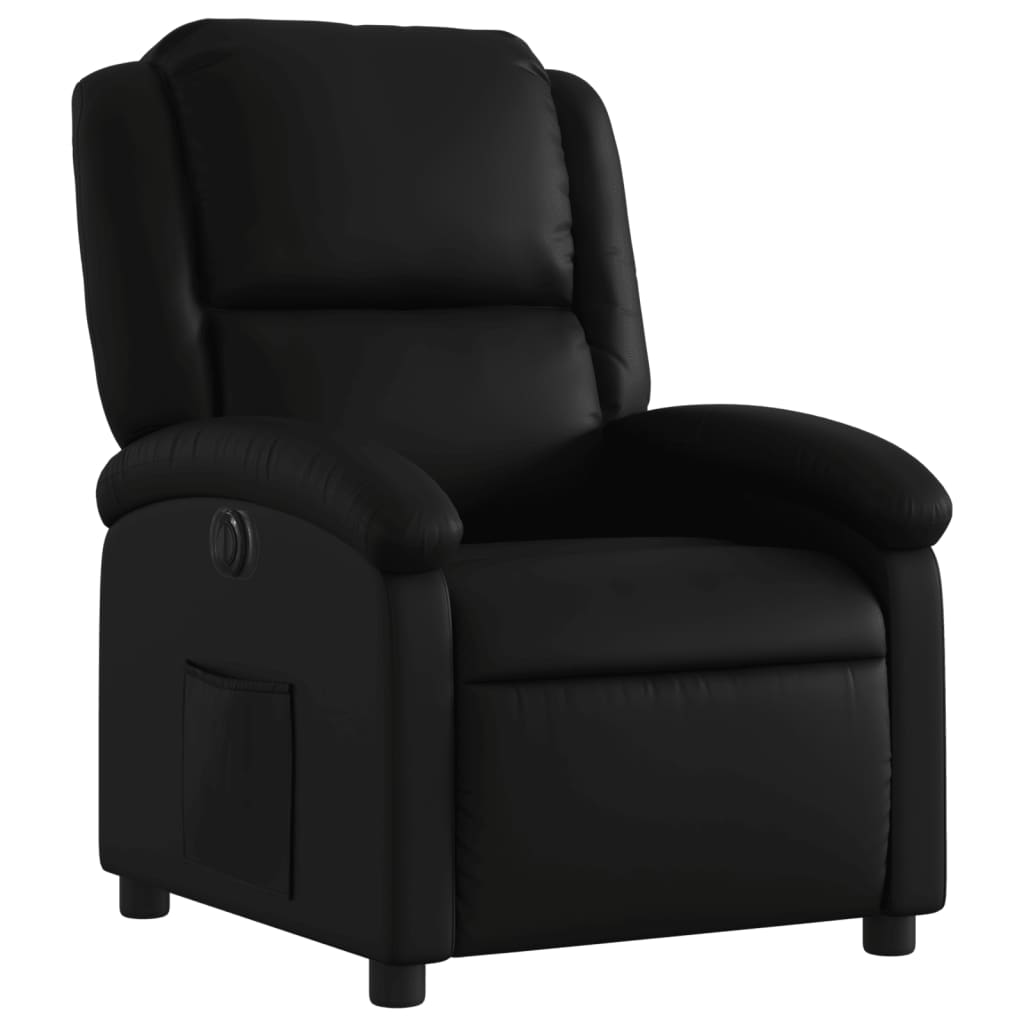 Electric recliner chair black imitation leather