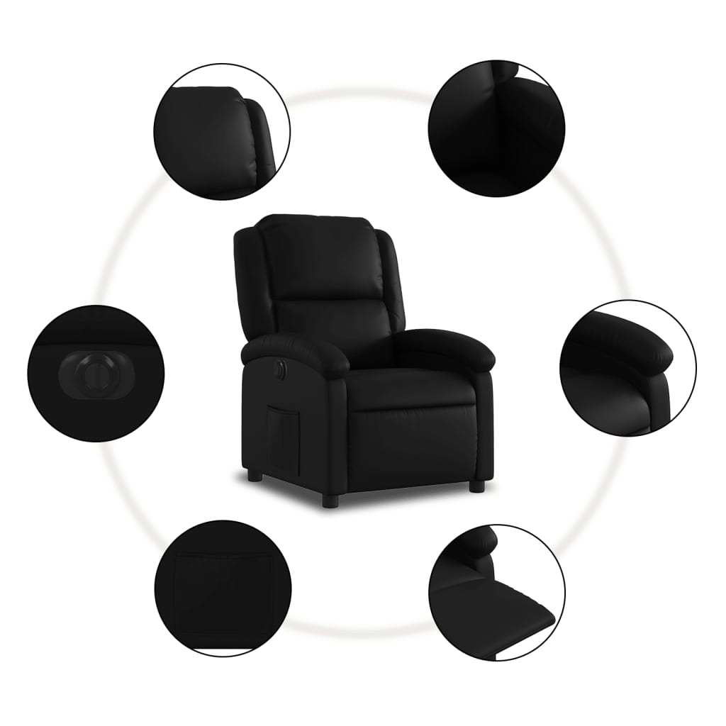 Electric recliner chair black imitation leather
