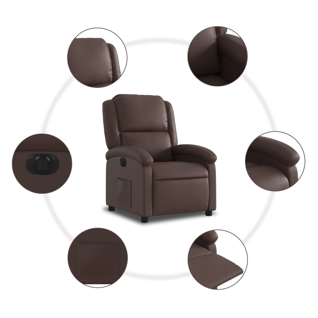 Electric recliner chair brown imitation leather